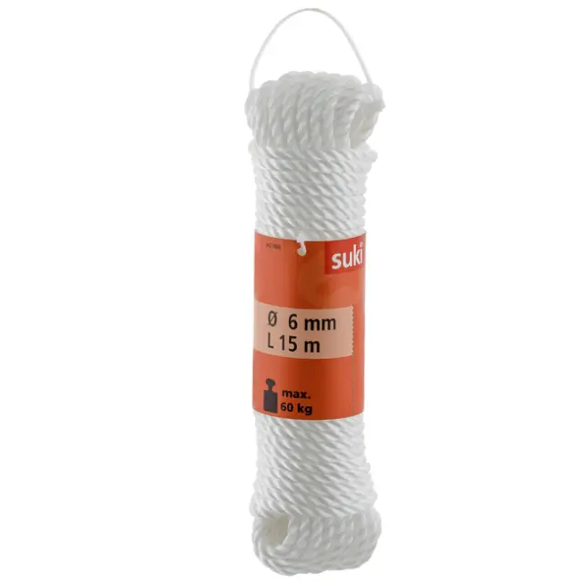 PP Σχοινί Στριφτό Λευκό 6mm 15m 2