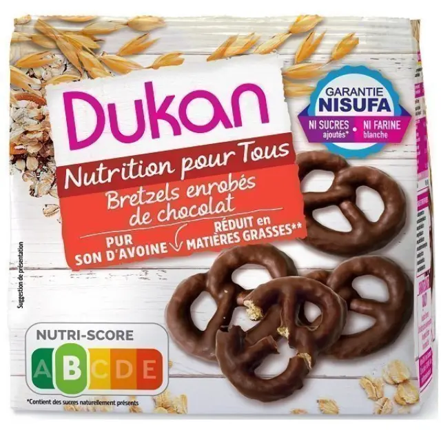 Dukan Μπισκότα Βρώμης Bretzels με Επικάλυψη Σοκολάτα Χωρίς Ζάχαρη 100gr