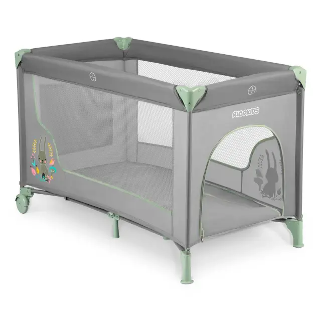 Ricokids Παρκοκρέβατο, γκρι-μέντα 125x65xcm 3