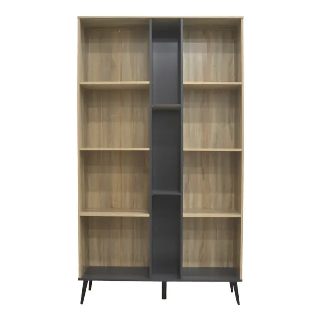 Βιβλιοθήκη Zezan pakoworld σε sonoma-ανθρακί απόχρωση 114x30x200.5εκ 3