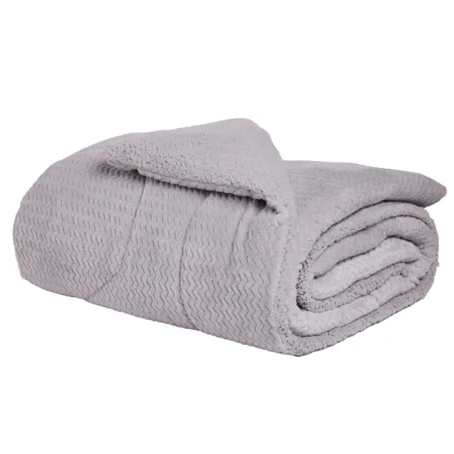Κουβερτοπάπλωμα 220x240 Υπέρδιπλο 750gsm Fleece-Sherpa Das Home 1368 Grey 100% Πολυέστερ 3