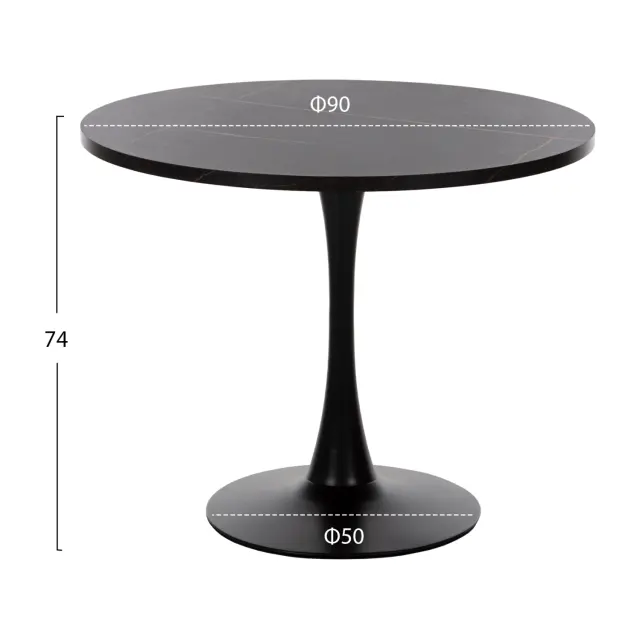ΤΡΑΠΕΖΙ ΤΡΑΠΕΖΑΡΙΑΣ FB99421.12 ΣΤΡΟΓΓΥΛΟ BLACK MARBLE Φ90x74Υεκ. 2