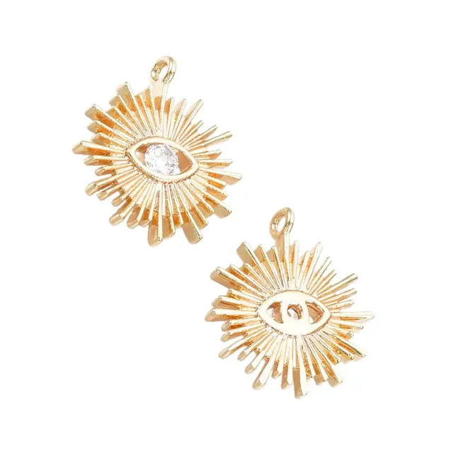 Κρεμαστό Sun with Cubic Zirconia Eye 17x15.5x3mm - Real 18K Gold Plated - 2τεμ