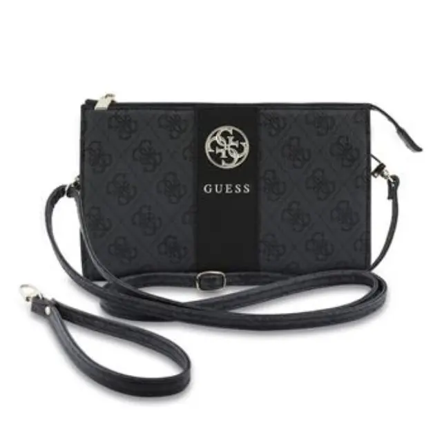 Guess PU 4G Stripe Metal Logo Handbag Black