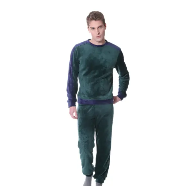 Mario Uomo Ανδρική Πυτζάμα Fleece LC, Χρώμα Σκούρο Πράσινο