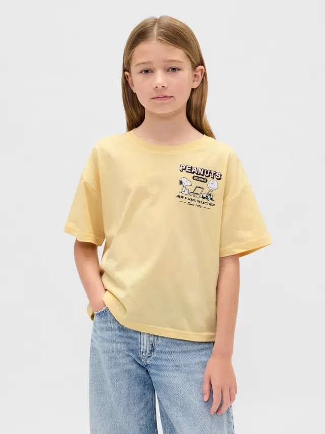 Παιδική Oversized Μπλούζα με Σχέδια Light yellow