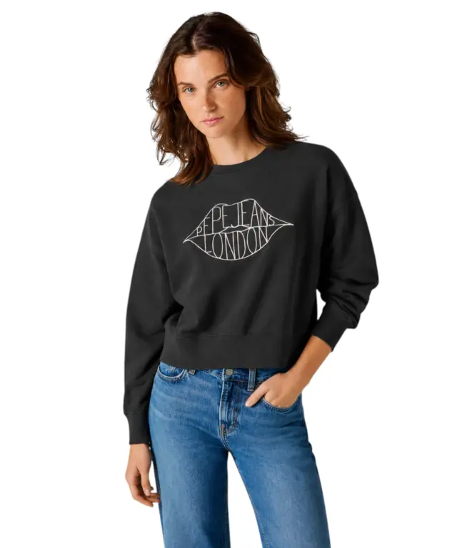 Pepe Jeans - Γυναικεία Μπλούζα Φούτερ Crew Neck Bernis PL5800042-999 Μαύρο - XL