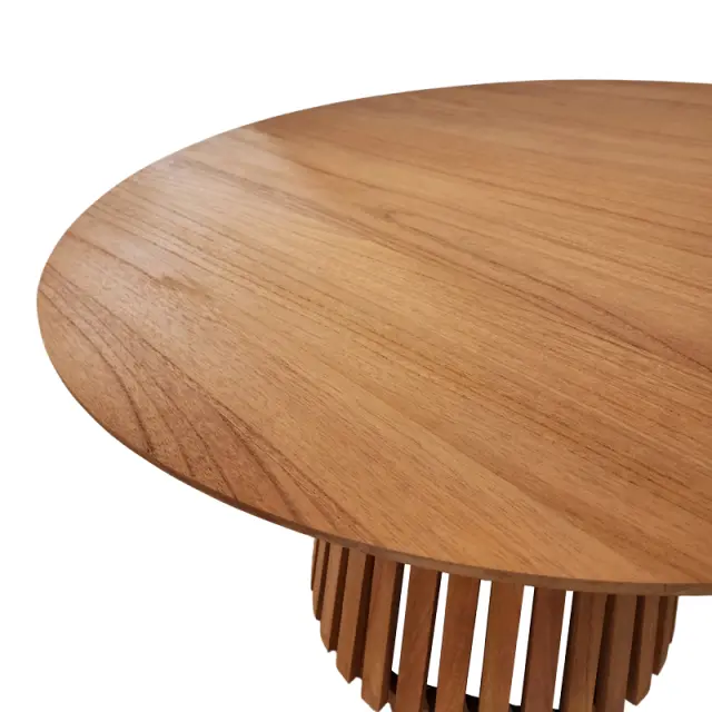 Τραπέζι Kenda I pakoworld mindi ξύλο σε φυσική απόχρωση Φ150x75εκ 2