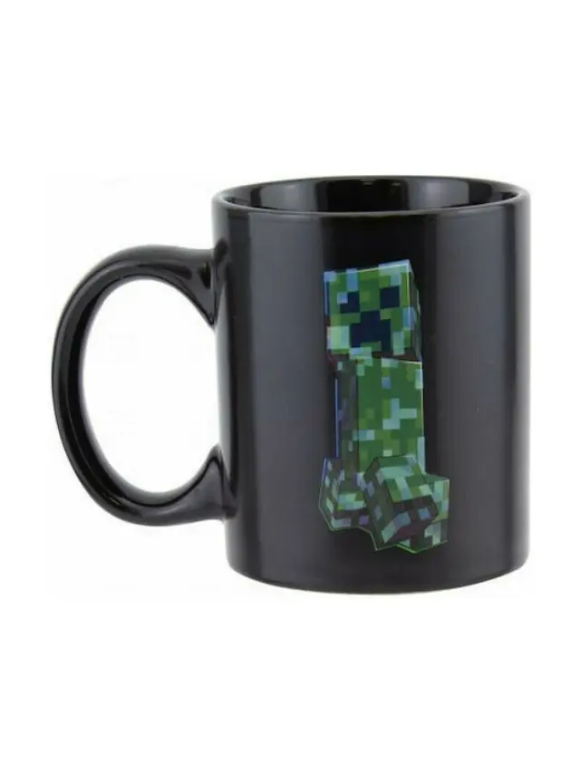 Paladone Minecraft Creeper Heat Change Κούπα Κεραμική Μαύρη 2