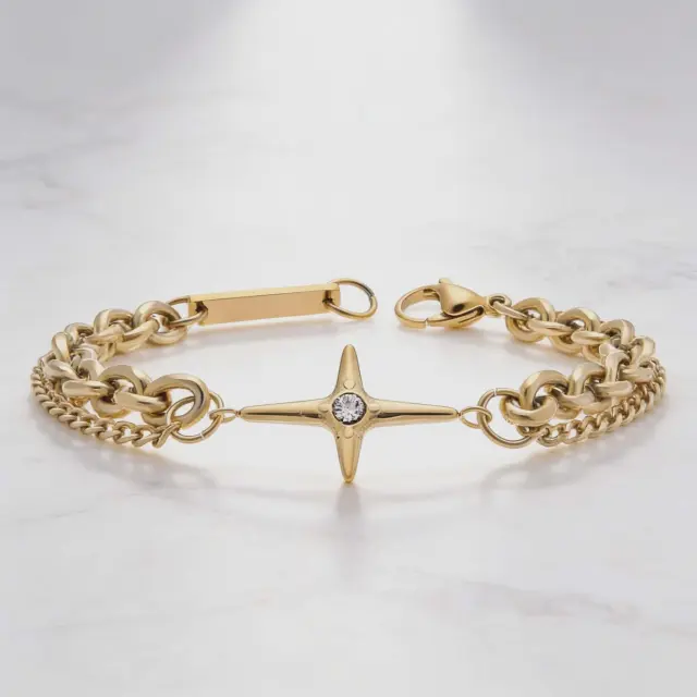 Cross Bracelet with Rhinestone