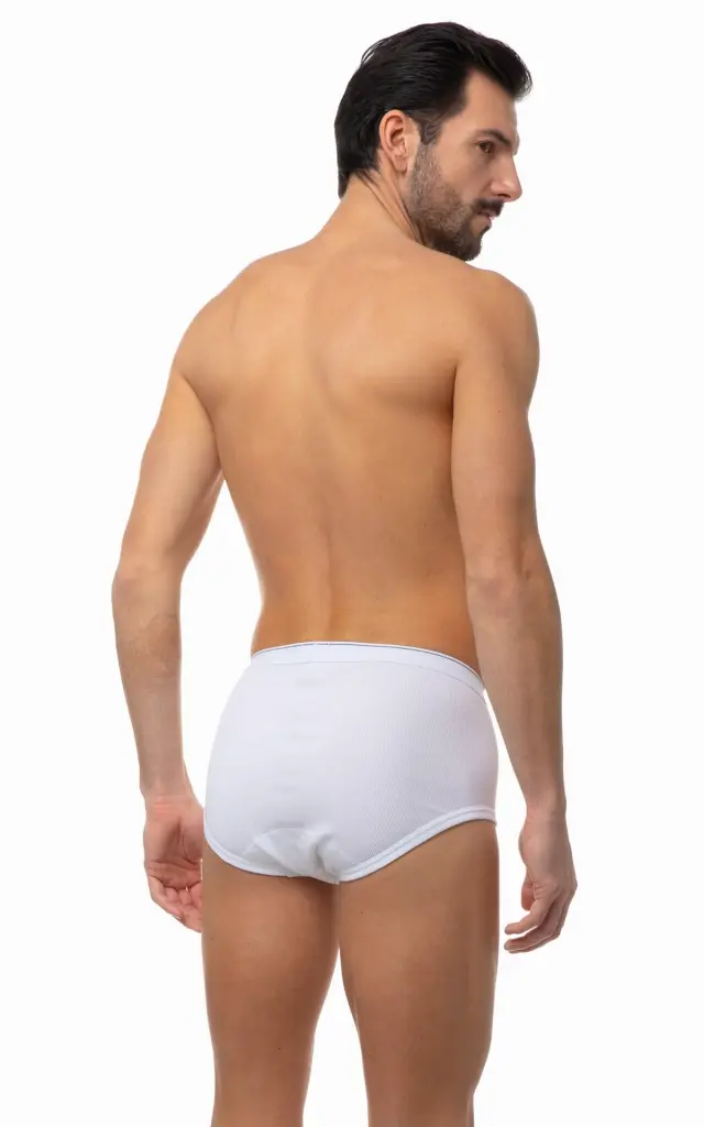 Classic Βαμβακερό Ανδρικό Maxi Σλιπ Λευκό (πλέξη Rib 2x2) με άνοιγμα Minerva 2