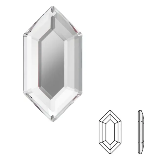 Swarovski 2776 Elongated Hexagon Flat Back GlueFix 16.5mm Crystal - 4τεμ
