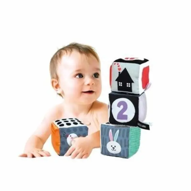 Baby Clementoni For You Βρεφικό Παιχνίδι Μαλακοί Κύβοι Λευκό Και Μαύρο Για 0+ Μηνών 3