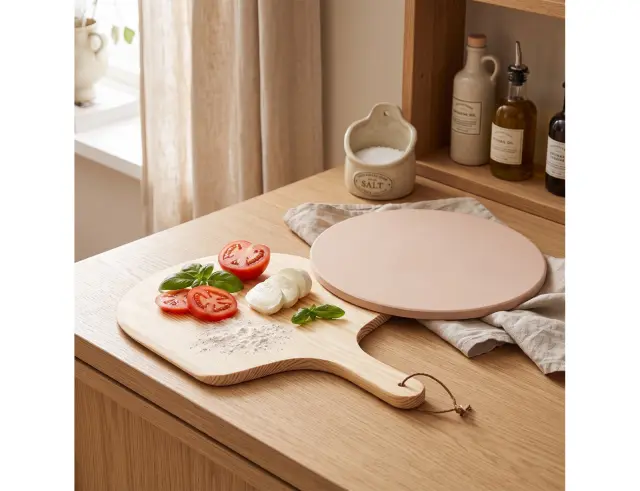 Σετ Επιφάνεια Κοπής και Ψησίματος Πίτσας Excellent Houseware από Ξύλο Πεύκου με διαστάσεις 49x36x1cm - 2 τεμάχια 404000530