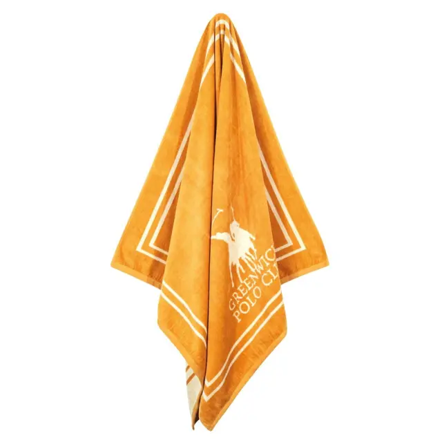 Πετσέτα Θαλάσσης 90x170 400gsm Essential Greenwich Polo Club 4051 Ochre-Cream 100% βαμβακερό 2