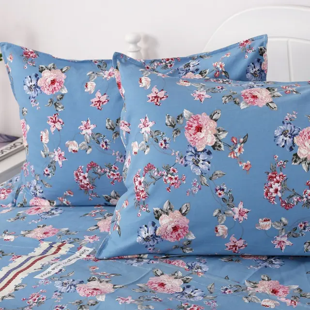 Σετ Σεντόνια 230x260 Υπέρδιπλα Beauty Home Sheraton Art 12003 Μπλε Χωρίς Λάστιχο100% Βαμβακοσατέν 2