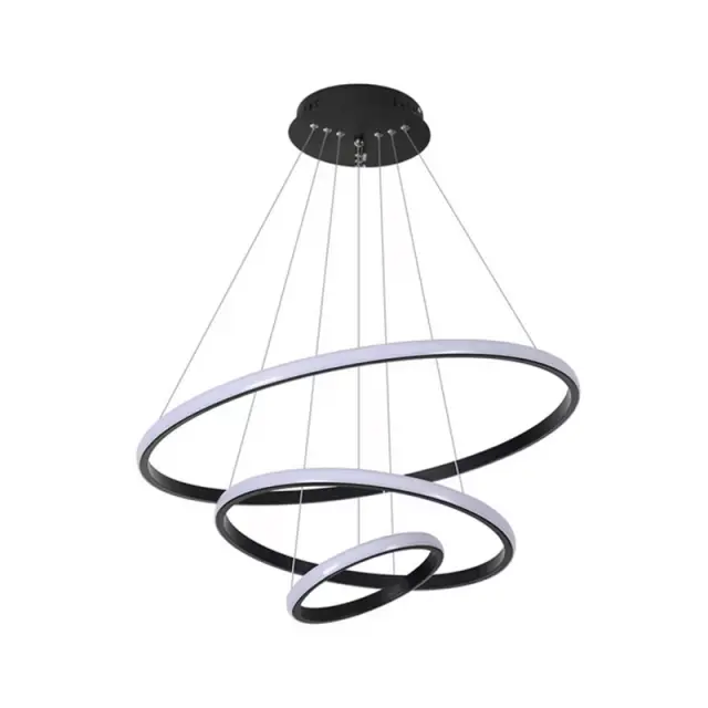 Φωτιστικό οροφής Rings pakoworld led μέταλλο μαύρο Φ60x100εκ
