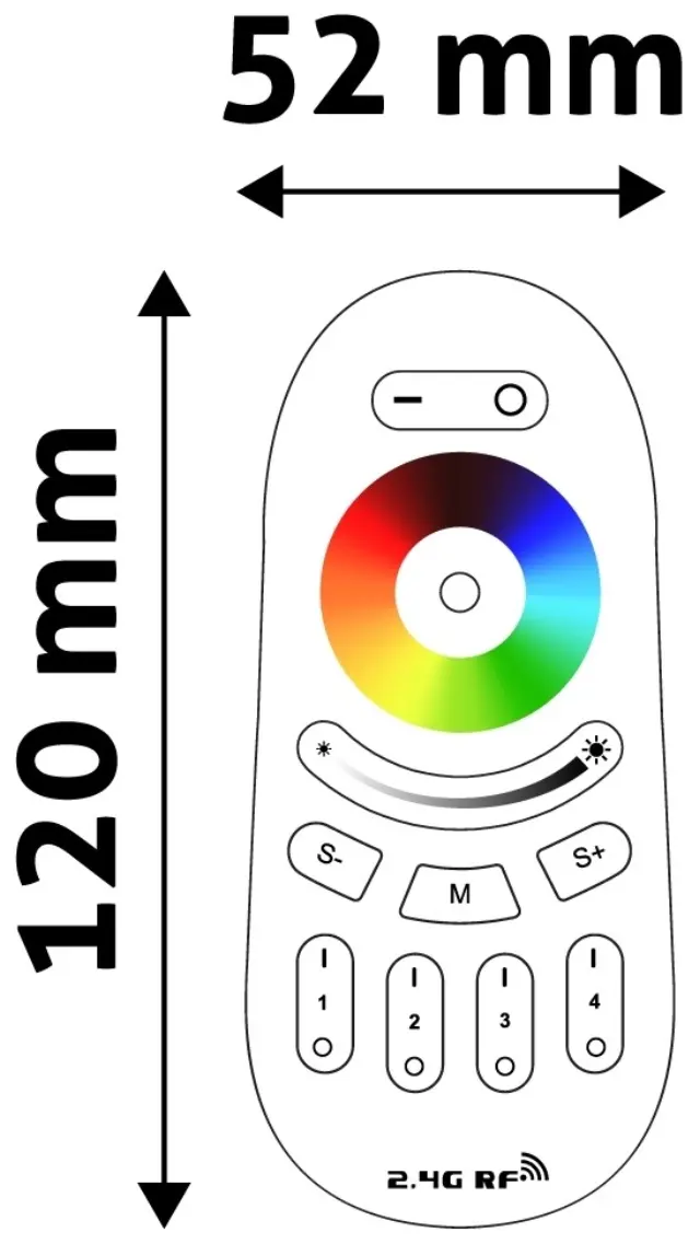 Avide LED Ταινία 12V RGB+W 4 Ζωνών RF Τηλεχειριστήριο Αφής για 288W Ελεγκτή 15.001.0351 2