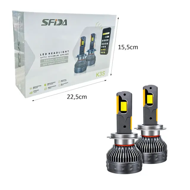 SFIDA Λάμπες LED Αυτοκινήτου H1 300W 30000LM με Έλεγχο μέσω Εφαρμογής - H1 LED Car Headlight Bulbs 300W 30000LM with App Control 024065