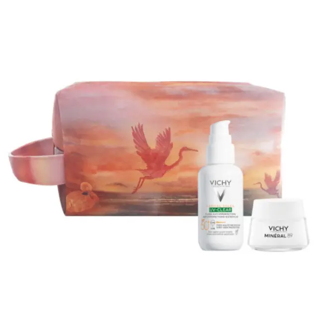 PVICHY CAPITAL SOLEIL UV Vichy Summer Pouch 24 με Capital Soleil UV-Clear Αντηλιακό Προσώπου Κατά της Λιπαρότητας SPF50+, 40ml + Δώρο Mineral 89 Κρέμα Βοοster Ενυδάτωσης, 15ml + Συλλεκτικό Τσαντάκι, 1σετ