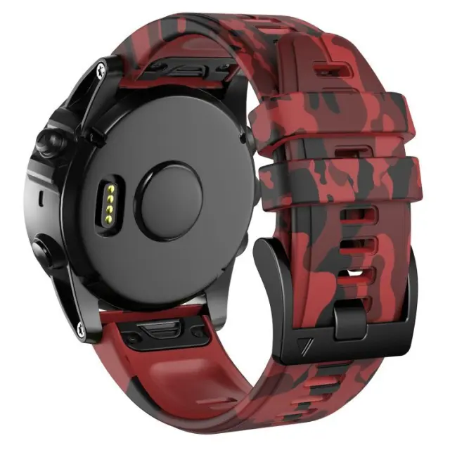 Camouflage Silicone Για Garmin Fenix 3/5x/3hr/5x Plus/6x/6x Pro/7x/8/9 (51mm)- Red OEM