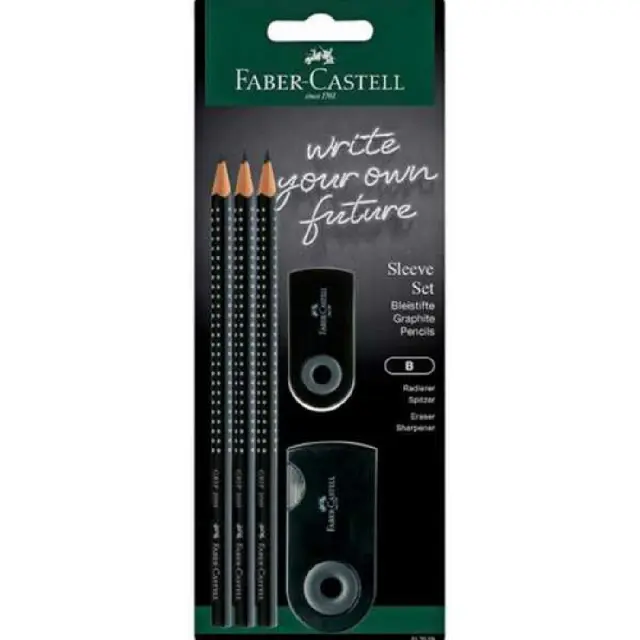 ΣΕΤ FABER CASTELL GRIP 3 ΜΟΛΥΒ.+ΓΟΜΑ+ΞΥΣΤΡΑ ΜΑΥΡΟ