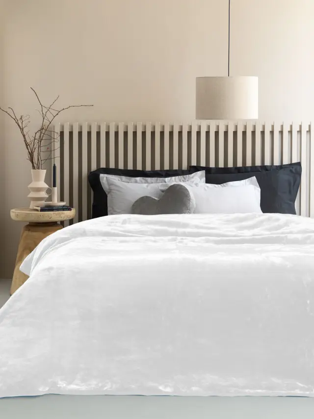 Κουβέρτα 160Χ220 Μονή 550gsm Velour Palamaiki Fani 100% Πολυέστερ- Off White
