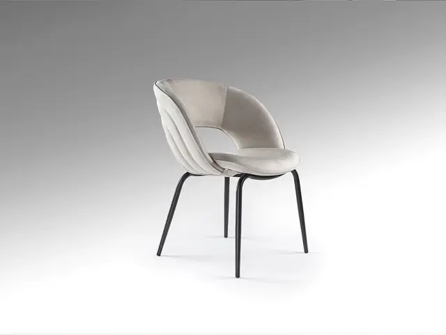 Καρέκλα Nim 642118 Stone/Black Μεταλλική με Καμπύλο Κόντρα Πλακέ Γκρί Μαύρο Πέτρα