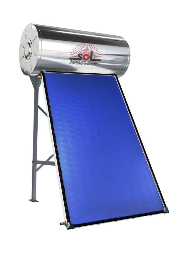 Ηλιακός Θερμοσίφωνας SOL-Violaris 120lt/2.05m² Glass/Inox Exclusive Επιλεκτικός Τιτανίου FULL PLATE (Ενιαίο Πάνελ) NAVI Τριπλής Ενέργειας