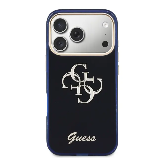 Guess IML 4G Script Metal Logo Case for iPhone 17 Pro Blue 3