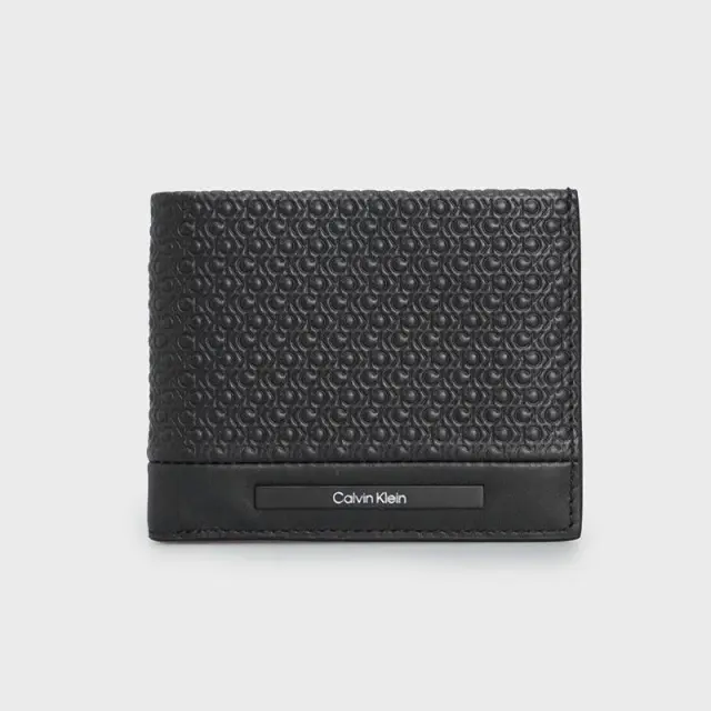 Calvin Klein - Ανδρικό Δερμάτινο Πορτοφόλι Modern Bar Bifold 6Cc W/Bill K50K511374-0GL Μαύρο