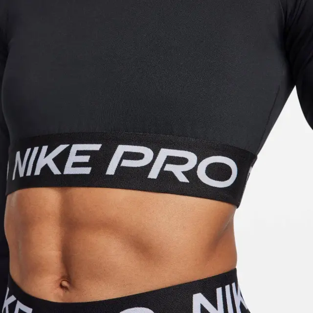 Nike Pro Long Sleeve Crop Top (FV5484-010) - Μαύρο - M 2