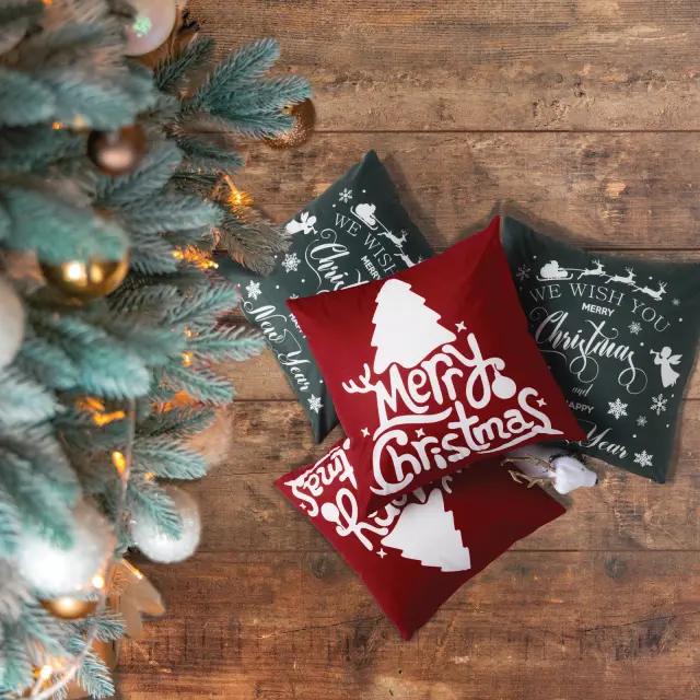 Διακοσμητικό Μαξιλάρι 45Χ45 Με Γέμιση Christmas Das Home 0771 Green 100% Πολυέστερ 2