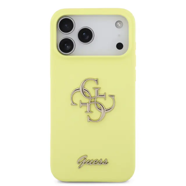 Guess Liquid Silicone 4G Metal Logo Case for iPhone 17 Pro Max Yellow 3