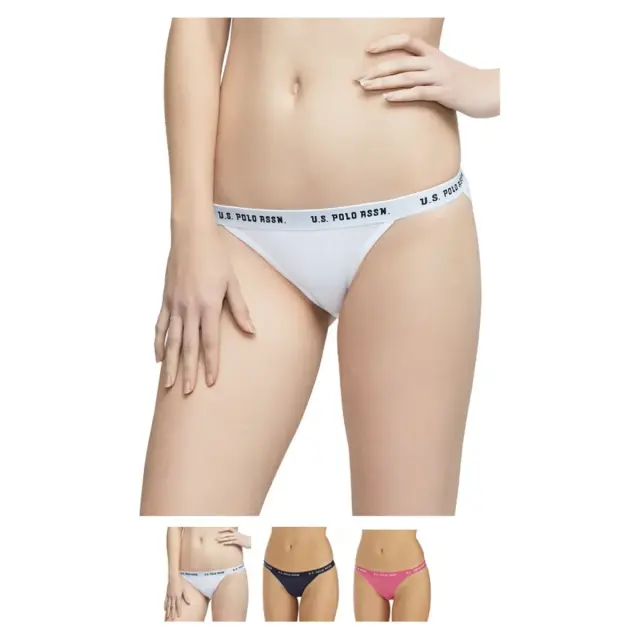 US Polo Assn Γυναικείο Εσώρουχο Tanga - Τριπλό Πακέτο, Χρώμα Ροζ/Γκρι/Τυρκουάζ - XL
