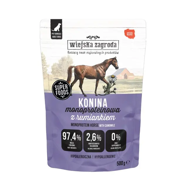 WIEJSKA ZAGRODA Monoprotein Horsemeat - wet dog food - 500g