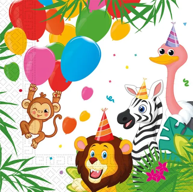 Party Χαρτοπετσέτες Decorata Jungle Balloons 33x33 εκ. 20Τ (93782)