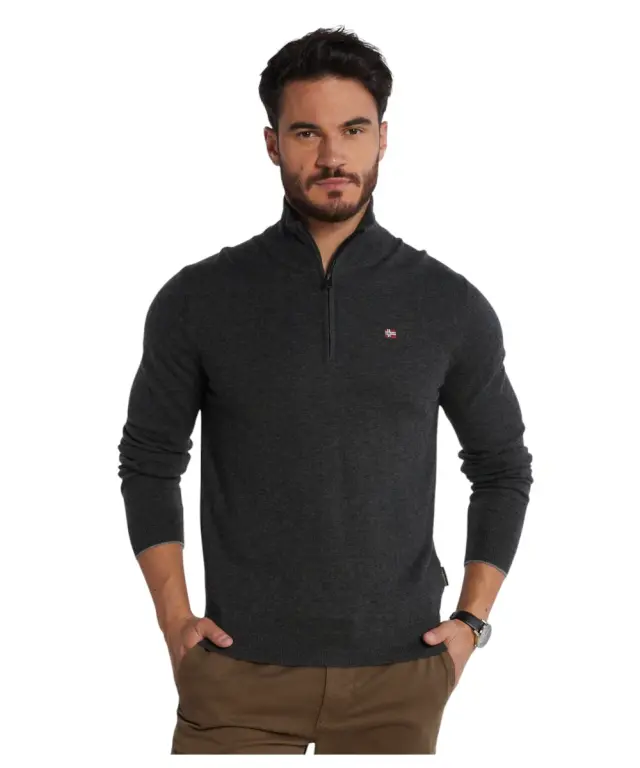Napapijri - Ανδρικό Πουλόβερ Damavand Regular Fit NP0A4GJS-197 Γκρι Σκούρο - S