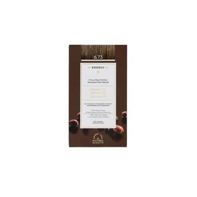 Korres Argan Oil Advanced Colorant Μόνιμη Βαφή Μαλλιών 6.73 Χρυσό Κακάο, 50ml
