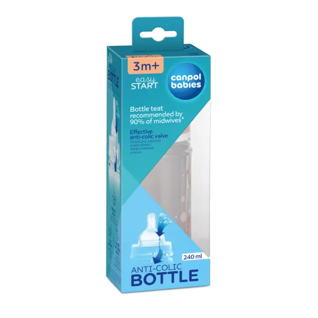 Μπιμπερό με Φαρδύ Λαιμό Κατά των Κολικών 240ml 3-6m Easy Start Canpol Beige 35/217 2