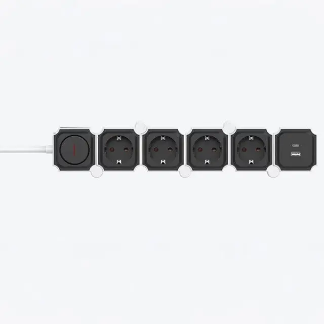 Πολύπριζο 4 Θέσεων με USB Type A & C 20W PD QC3.0 και Καλώδιο 2m με Διακόπτη Άσπρο Άσπρο/Μαύρο Μαύρο