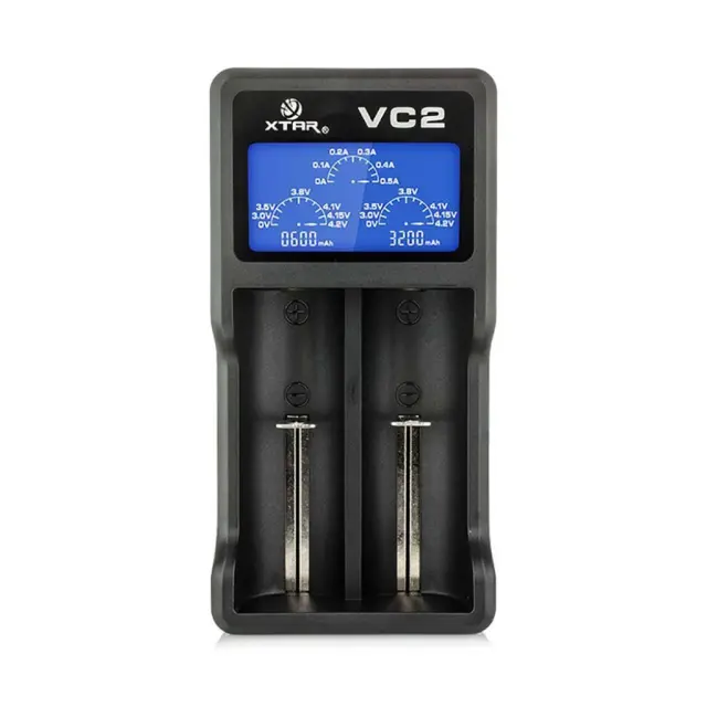 Φορτιστής Μπαταριών Βιομηχανικού Τύπου Xtar VC2 USB, 2 Θέσεων με Ένδειξη Επιπέδου Φόρτισης για 18650/17670/17500