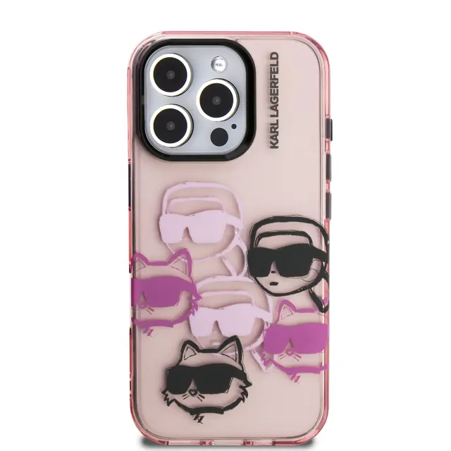 Karl Lagerfeld IML Multi K&CH Heads Case for iPhone 16 Pro Pink 3