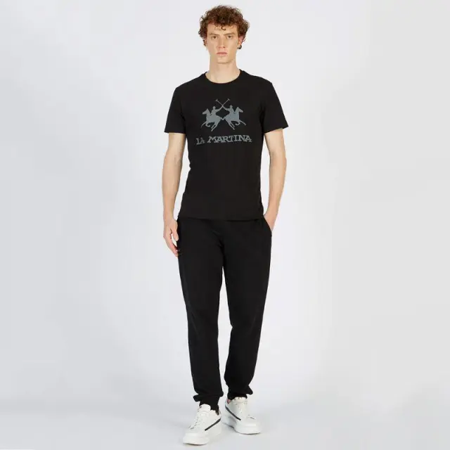 La Martina - Ανδρικό T-Shirt Regular Fit CCMR05-JS206-09999 Mαύρο - 2XL 3