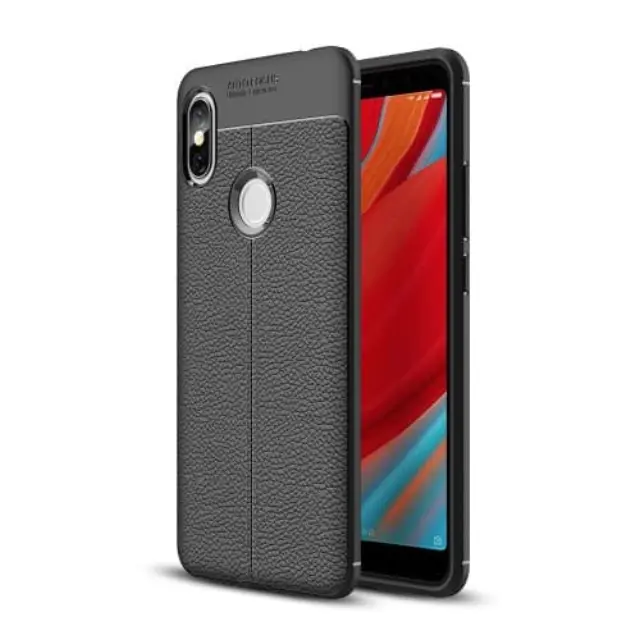 Κάλυμμα Πλάτης TPU Litchi Texture για Xiaomi Redmi S2 / Y2 Black EOM