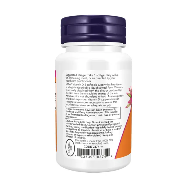 Now Foods Vitamin D-3 5000iu 30 Softgels (733739003744) 3