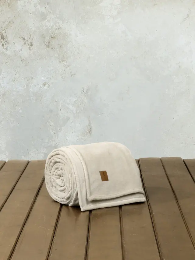 Κουβέρτα 220x240 Υπέρδιπλη 320gsm Fleece nima Alpa 100% Πολυέστερ- Light Beige 2