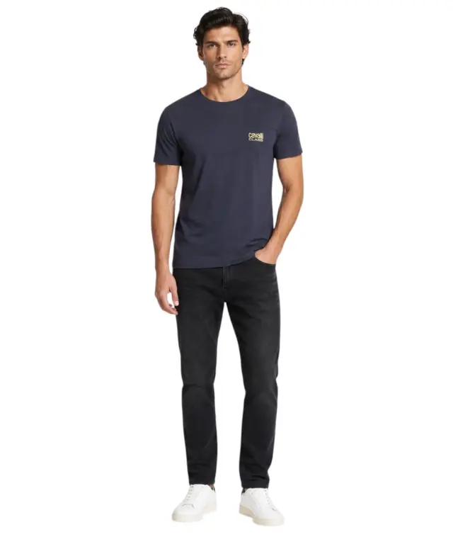 Cavalli Class - Ανδρική Μπλούζα T-Shirt Κοντομάνικη Regular Fit QXO03DJD003-04926 Μπλε 2