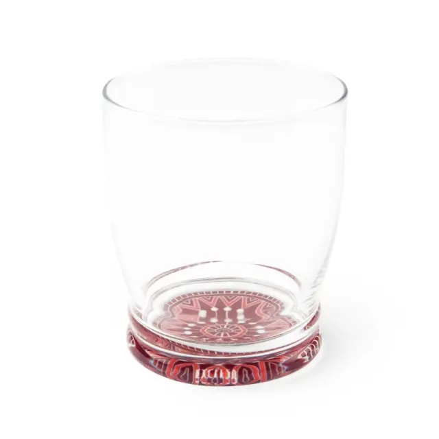 Excelsa Ποτήρι γυάλινο 340ml Mandala red, με χρωματιστή βάση