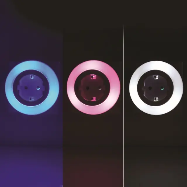 LED ΛΑΜΠΑΚΙ ΝΥΚΤΟΣ 0,5W ΜΕ ΠΡΙΖΑ ΣΟΥΚΟ,ΑΙΣΘΗΤΗΡΑ,ΛΕΥΚΟ/ΜΠΛΕ/ΚΟΚΚΙΝΟ ΦΩΣ,ΛΕΥΚΟ ΠΛΑΣΤΙΚΟ 230V IP20 / SF09LED 2